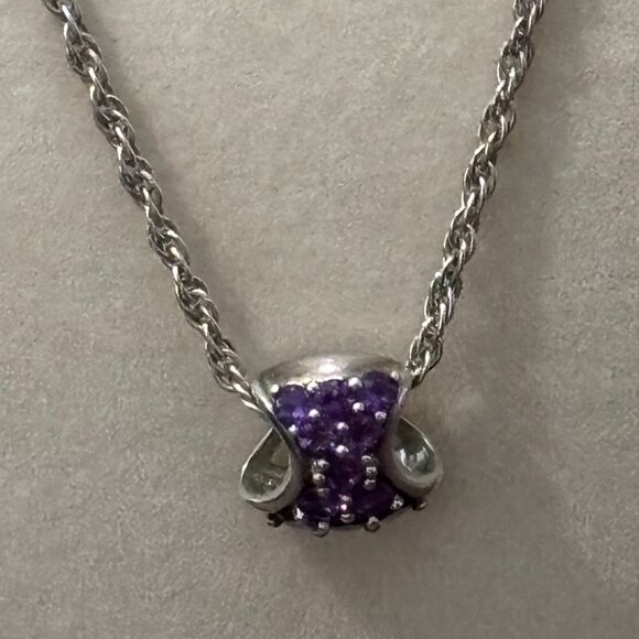 none Jewelry - 925 Necklace with a Sterling Silver Slide Pendant with purple Amethyst